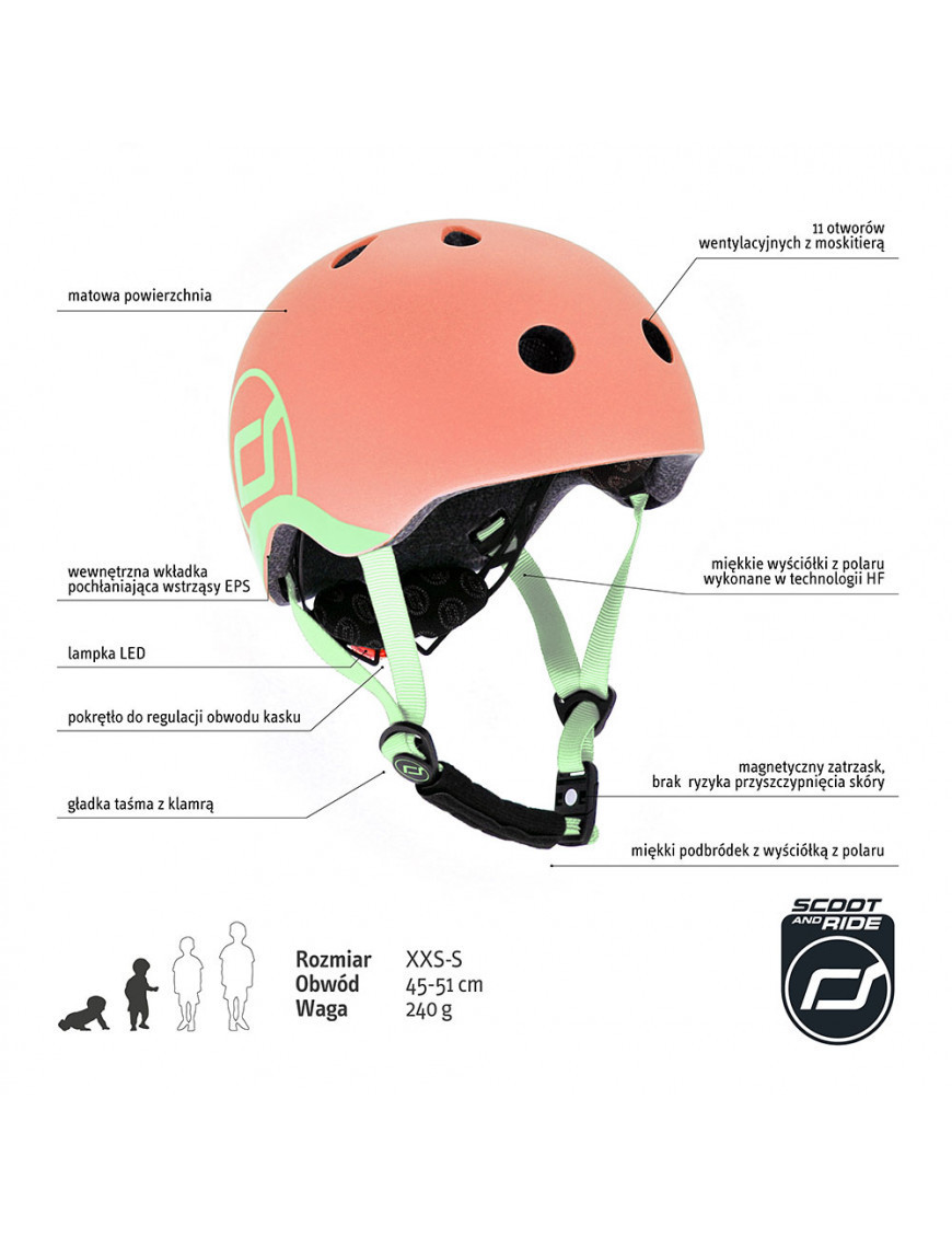 SCOOTANDRIDE Kask dla dzieci (XXS-S oraz S-M) Peach