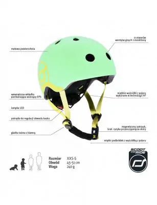 SCOOTANDRIDE Kask dla dzieci (XXS-S oraz S-M) Kiwi