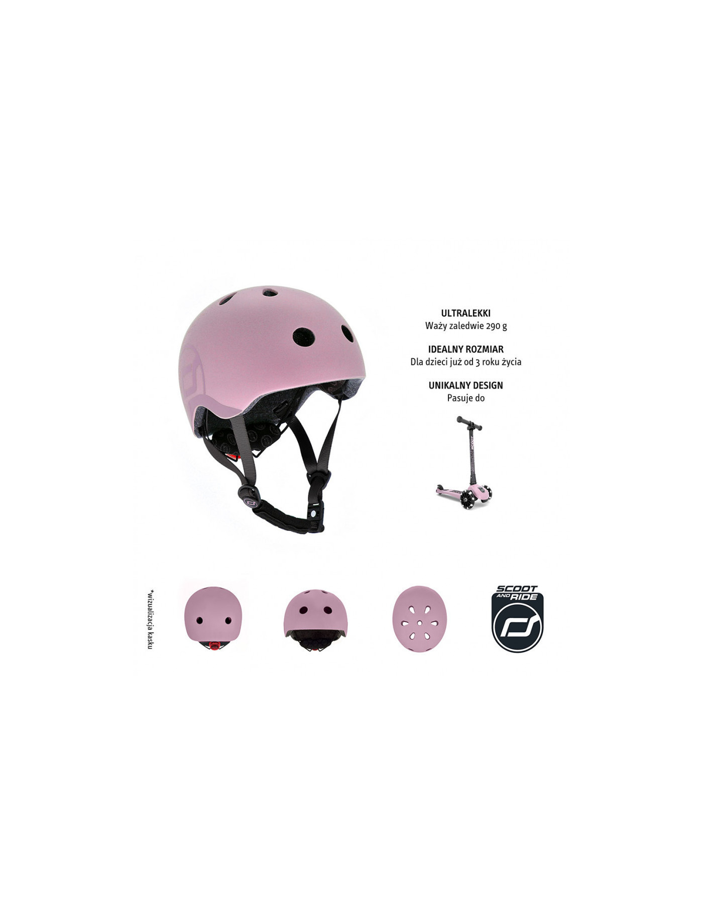 SCOOTANDRIDE Kask dla dzieci (XXS-S oraz S-M) Rose SCOOTANDRIDE Kask dla dzieci (XXS-S oraz S-M) Rose