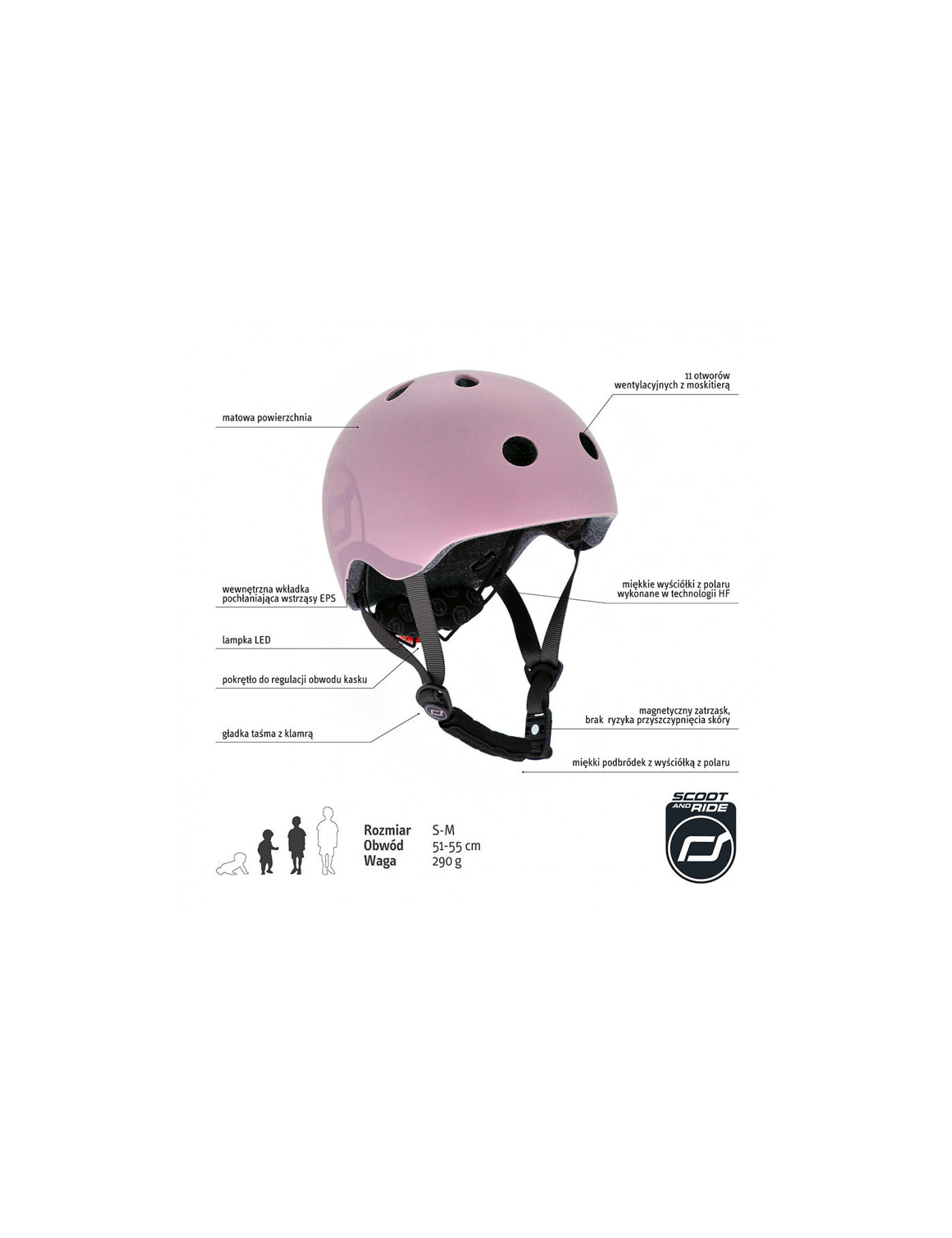 SCOOTANDRIDE Kask dla dzieci (XXS-S oraz S-M) Rose SCOOTANDRIDE Kask dla dzieci (XXS-S oraz S-M) Rose