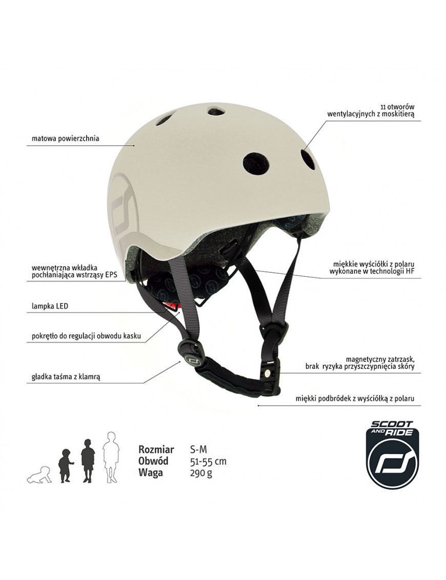 SCOOTANDRIDE Kask dla dzieci (XXS-S oraz S-M) Ash SCOOTANDRIDE Kask dla dzieci (XXS-S oraz S-M) Ash