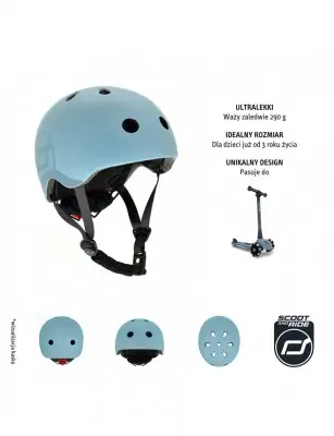 SCOOTANDRIDE Kask dla dzieci (XXS-S oraz S-M) Steel