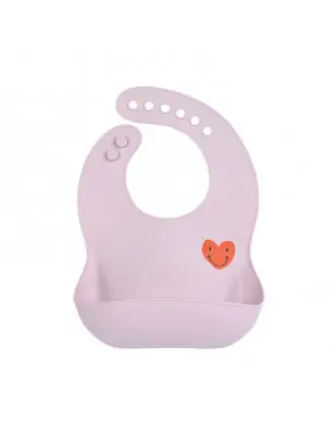 Lassig Śliniak silikonowy z kieszonką Happy Rascals Heart lavender