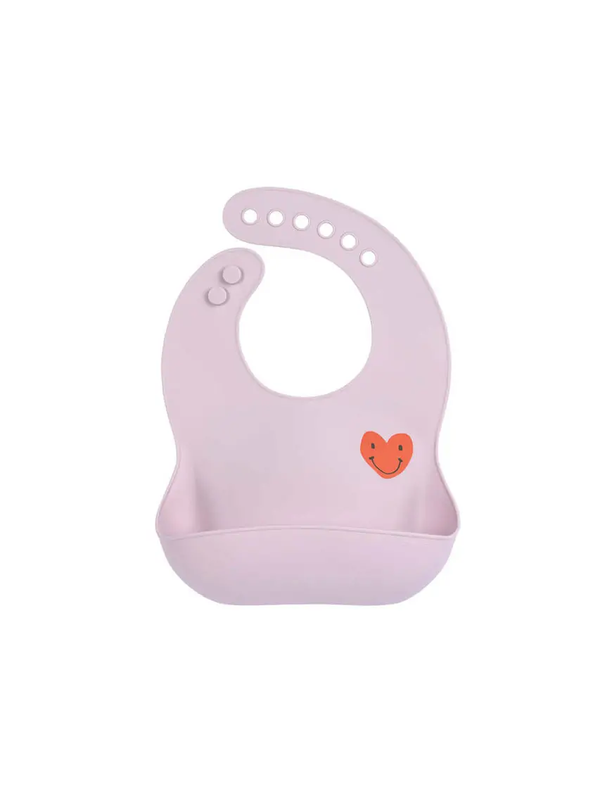 Lassig Śliniak silikonowy z kieszonką Happy Rascals Heart lavender