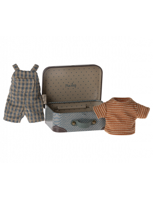 Ubranko myszki Maileg - Overalls and shirt in suitcase, Big brother mouse