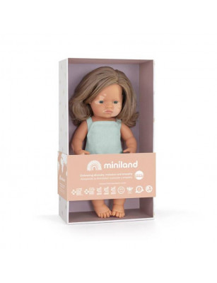 Lalka dziewczynka Europejka Ciemny Blond Bielactwo Colourful Edition | 38cm Miniland Doll