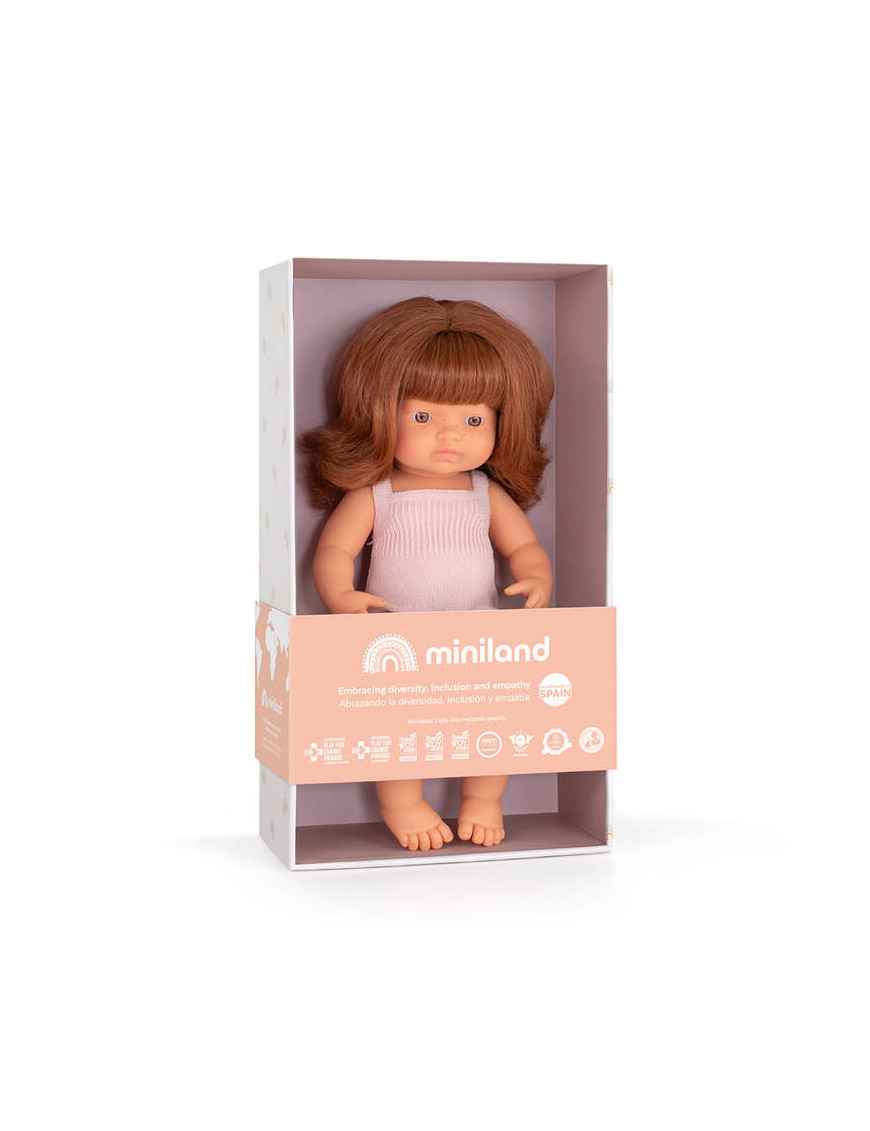 Lalka dziewczynka Europejka Colourful Edition | Rude włosy | 38cm Miniland Doll