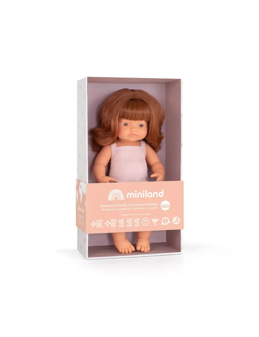 Lalka dziewczynka Europejka Colourful Edition | Rude włosy | 38cm Miniland Doll
