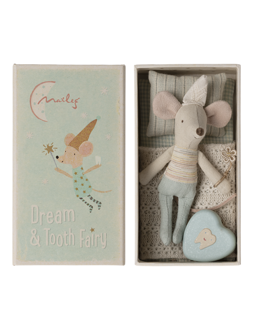 Myszka Maileg - Tooth fairy mouse, Little brother in matchbox