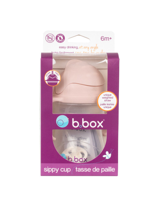 Bidon ze słomką 240 ml, różowy, b.box