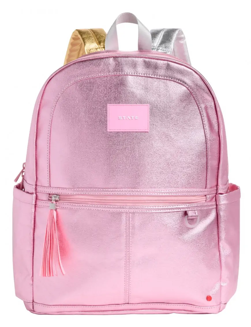 Plecak szkolny Kene Double Pocket Pink/Silver STATE BAGS