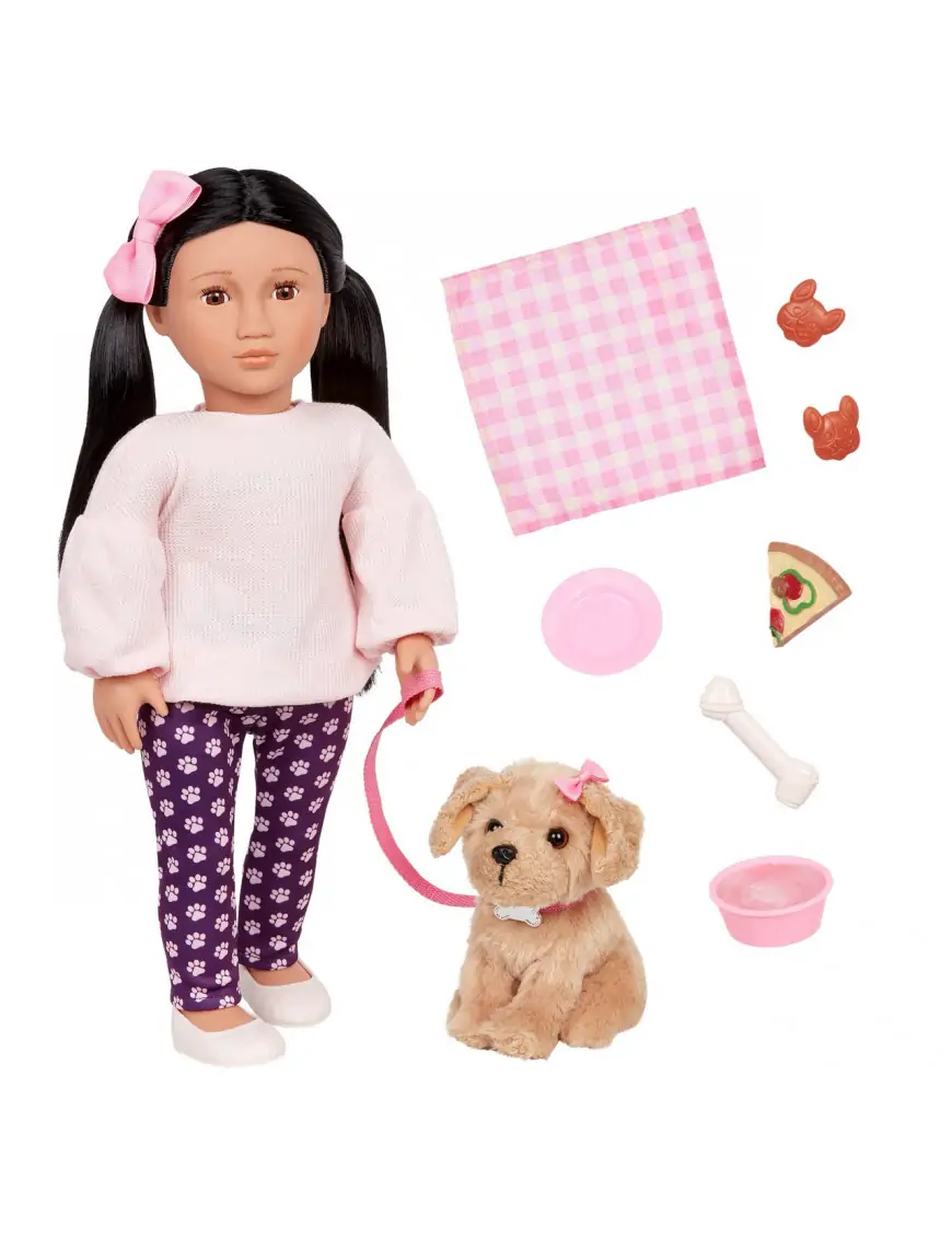 Lalka JIN 46cm – z PIESKIEM rasy Labradoodle