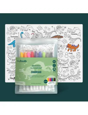 HeyDoodle, Duża Mata Silikonowa do Kolorowania A3 - Dinozaury