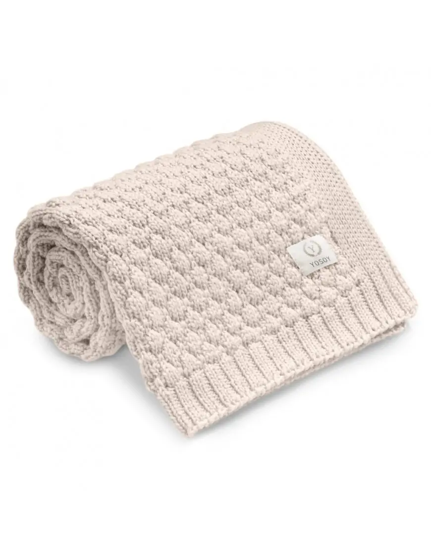 Koc dziany 100% merino wool BUBBLES cappuccino YOSOY