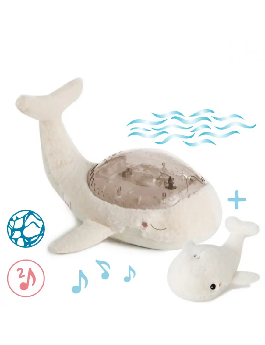 Projektor z grzechotką - Wieloryb biały - Cloud b® Tranquil Whale™ White Family