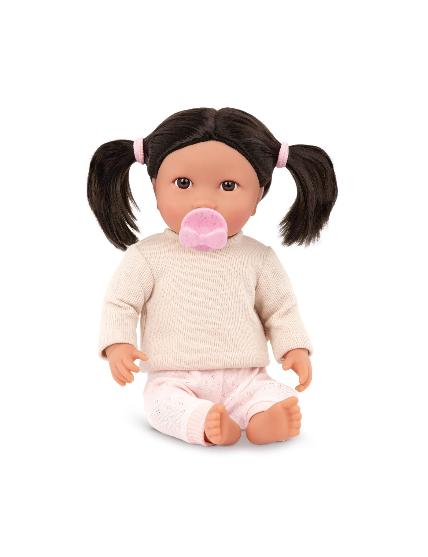 Lalka NIEMOWLĘ z WŁOSAMI, ze smoczkiem, w dwuczęściowym ubranku LullaBaby Lalka NIEMOWLĘ z WŁOSAMI, ze smoczkiem, w dwuczęściowym ubranku LullaBaby