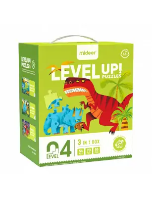 LEVEL UP! Zestaw dziecięcych puzzli dla zaawansowanych – Dinozaury mideer