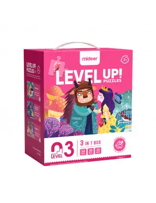 LEVEL UP! Zestaw dziecięcych puzzli dla średnio zaawansowanych – Przygody Księżniczek mideer