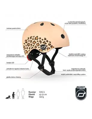 SCOOTANDRIDE Kask XXS-S dla dzieci 1-5 lat Leopard