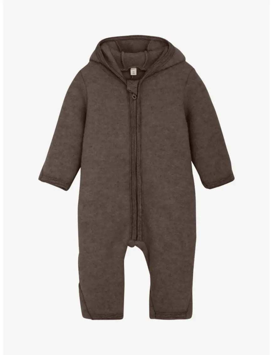 Kombinezon merino z uszkami Brown Melange HUTTEliHUT