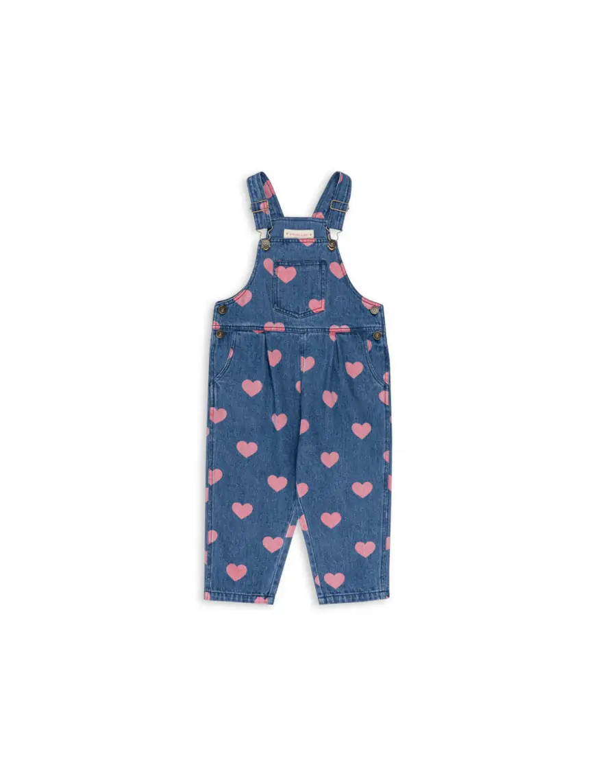 Ogrodniczki denim w serduszka bon coeur pink Konges Sløjd