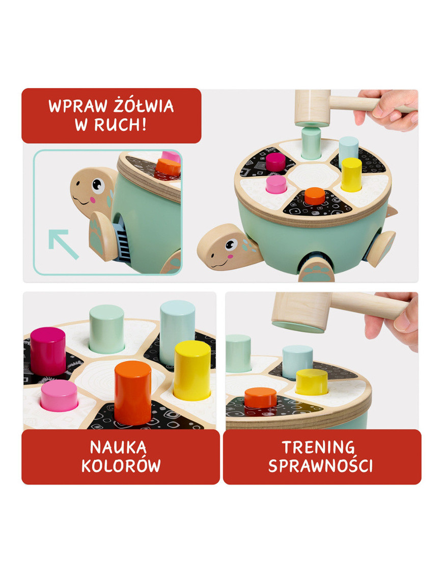Gra motoryczna Żółw Drewniana wbijanka - 18 mies.+ TOPBRIGHT