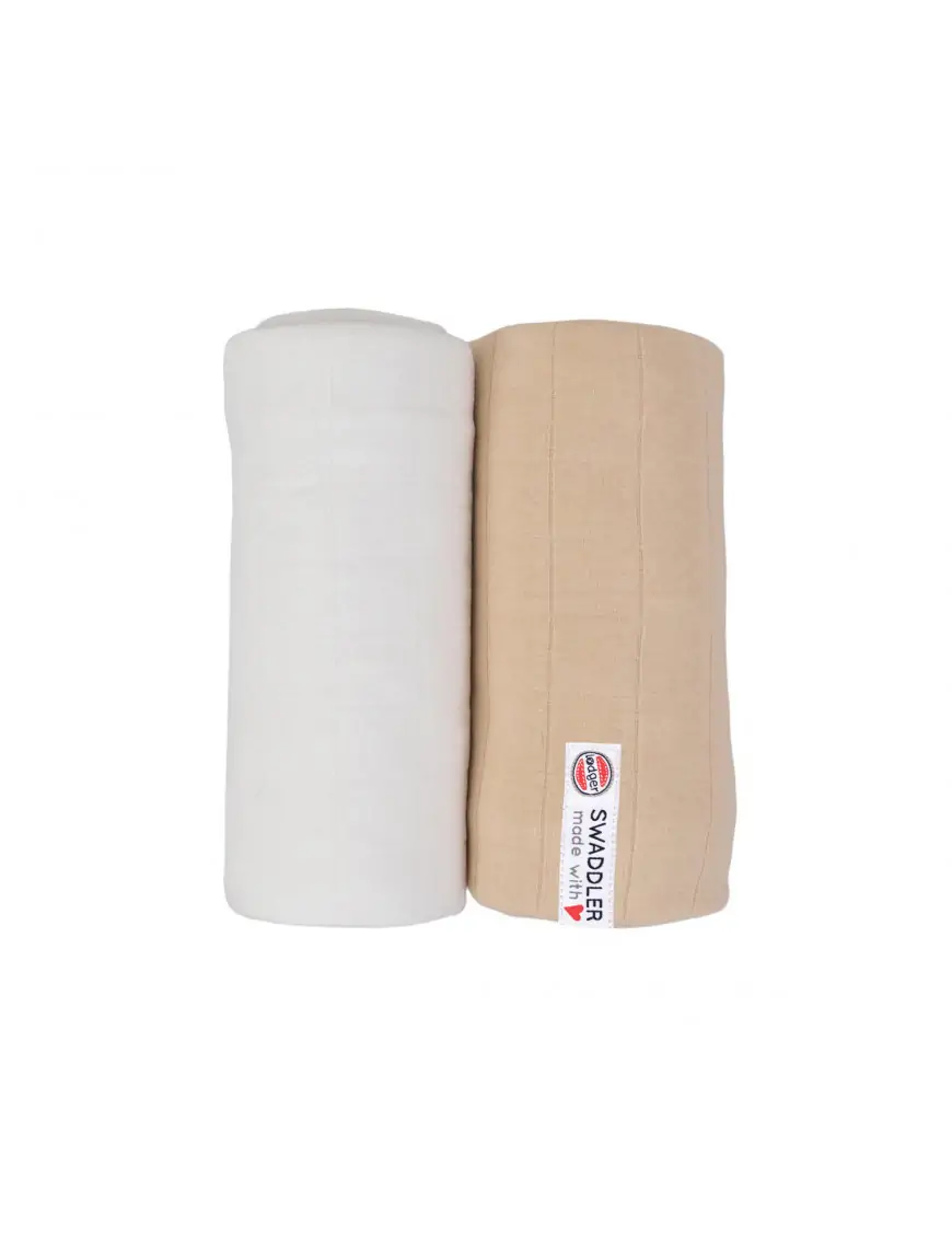 Otulacz bawełniany 2-pak 120x120 CLOUD DANCER/LINEN SOLID Lodger