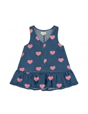 Sukienka denim w serduszka bon coeur pink Konges Sløjd