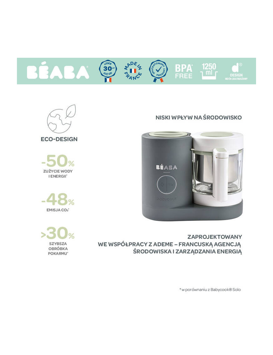 Babycook wielofunkcyjne urządzenie do miksowania i gotowania Mineral Grey, Beaba Babycook wielofunkcyjne urządzenie do miksowania i gotowania Mineral Grey, Beaba