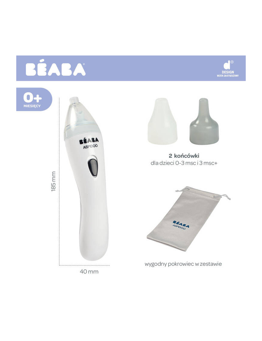 Beaba Elektroniczny ewolucyjny aspirator do nosa dla dzieci Aspidoo Beaba Elektroniczny ewolucyjny aspirator do nosa dla dzieci Aspidoo