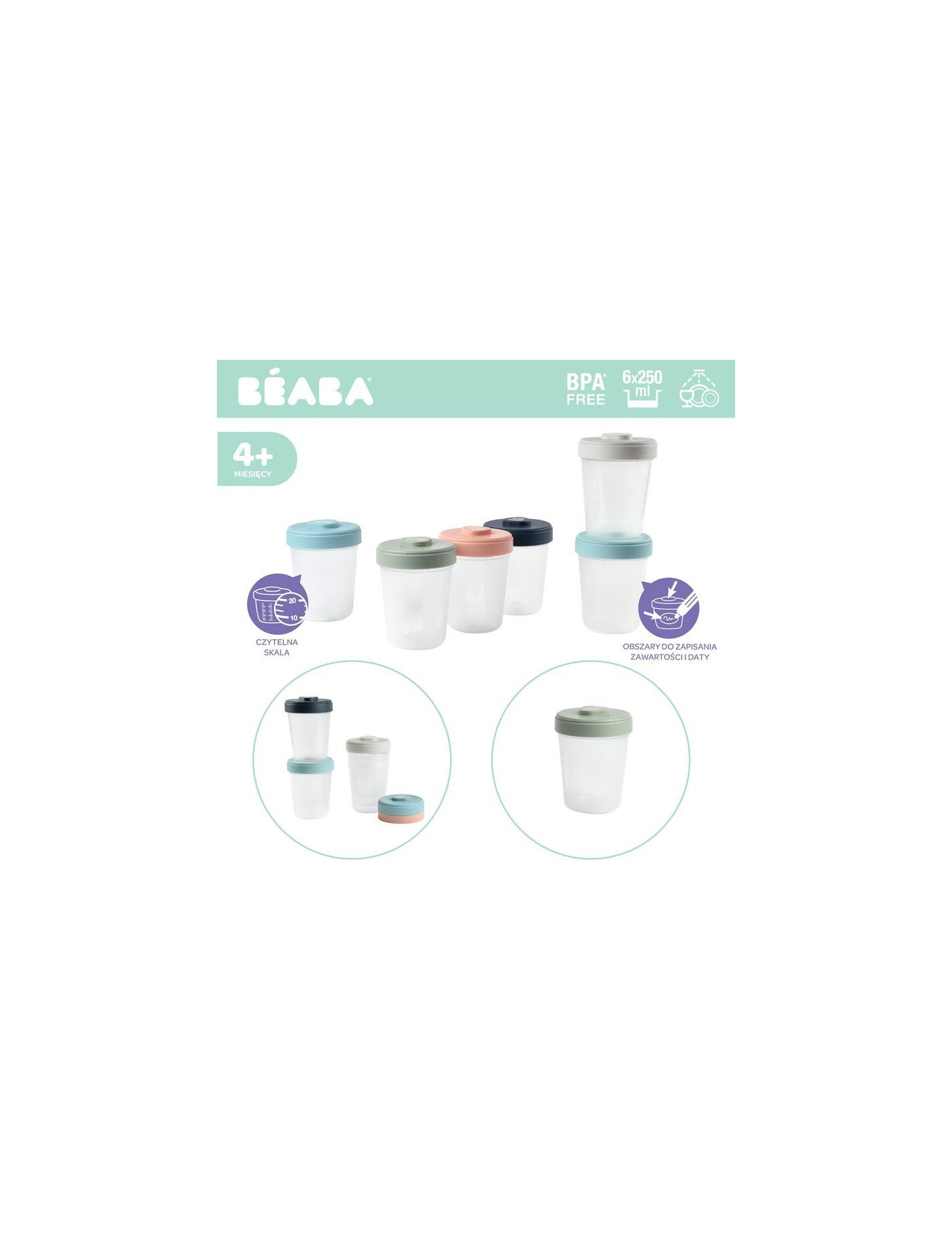 Beaba Zestaw słoiczków Clip 6 szt. (6x250ml)