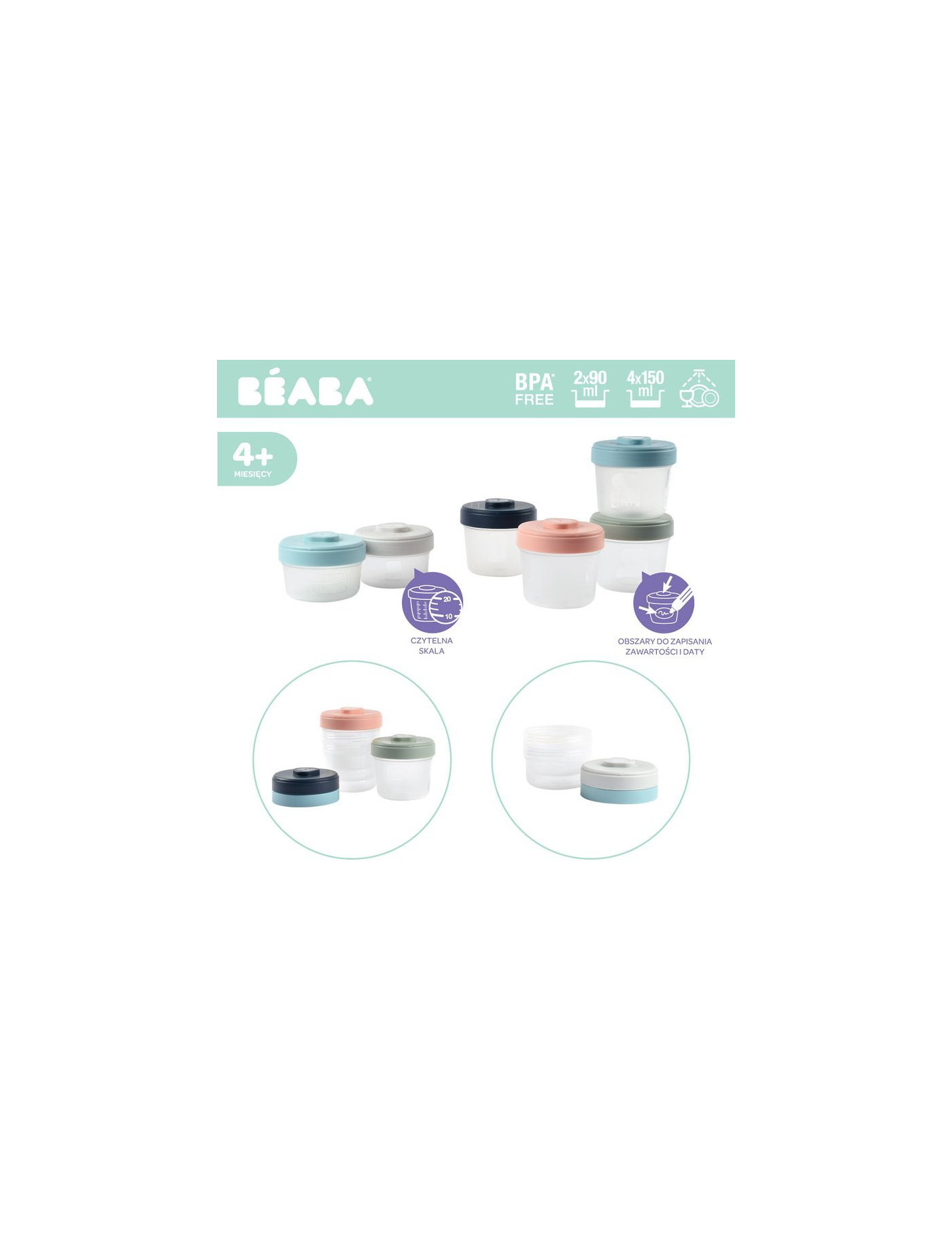 Beaba Zestaw słoiczków Clip 6 szt. (2x90ml + 4x150ml)