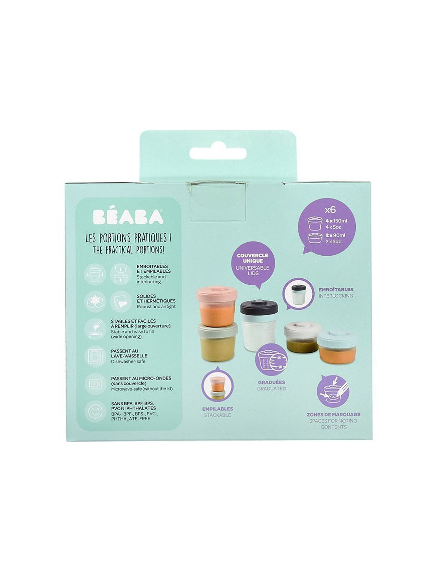 Beaba Zestaw słoiczków Clip 6 szt. (2x90ml + 4x150ml)