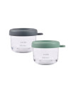Beaba Zestaw pojemników słoiczków szklanych z zamknięciem 2 x 150 ml Mineral/Sage green
