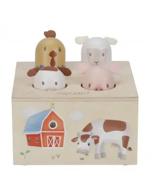 Little Dutch Drewniana zabawka pop-up z dźwiękami Little Farm FSC