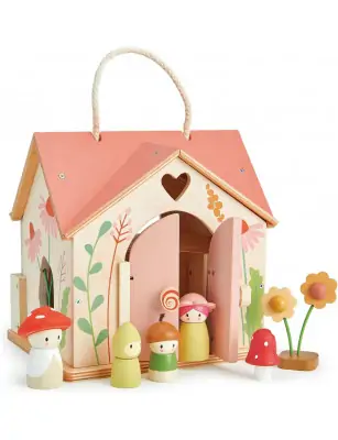 Przenośny, leśny domek z wyposażeniem i laleczkami, Tender Leaf Toys