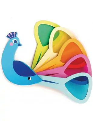 Tender Leaf Toys, Drewniana zabawka, Poznajemy kolory - paw z kolorowymi szybkami
