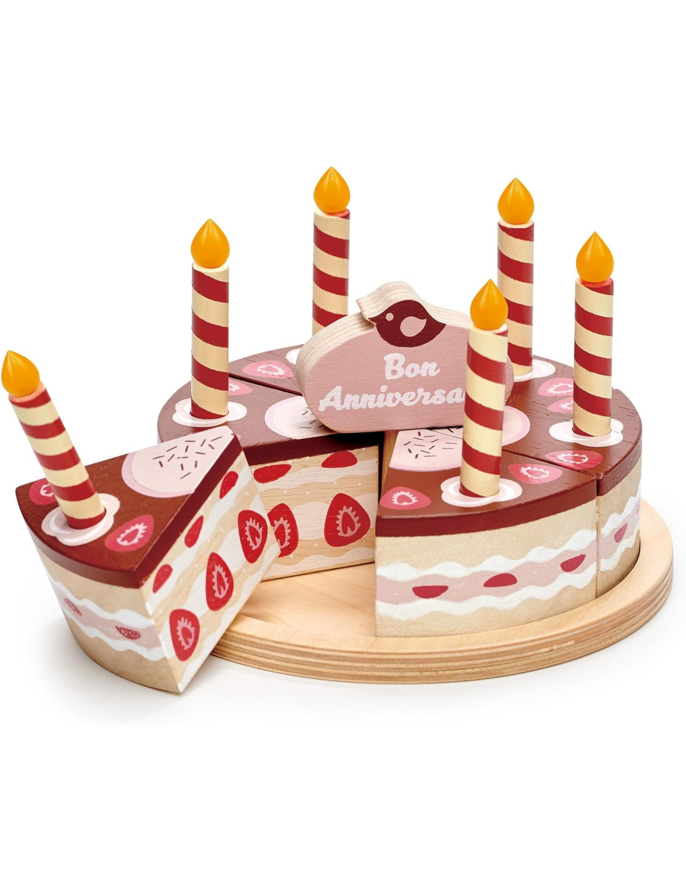 Tender Leaf Toys, Czekoladowy, drewniany tort urodzinowy