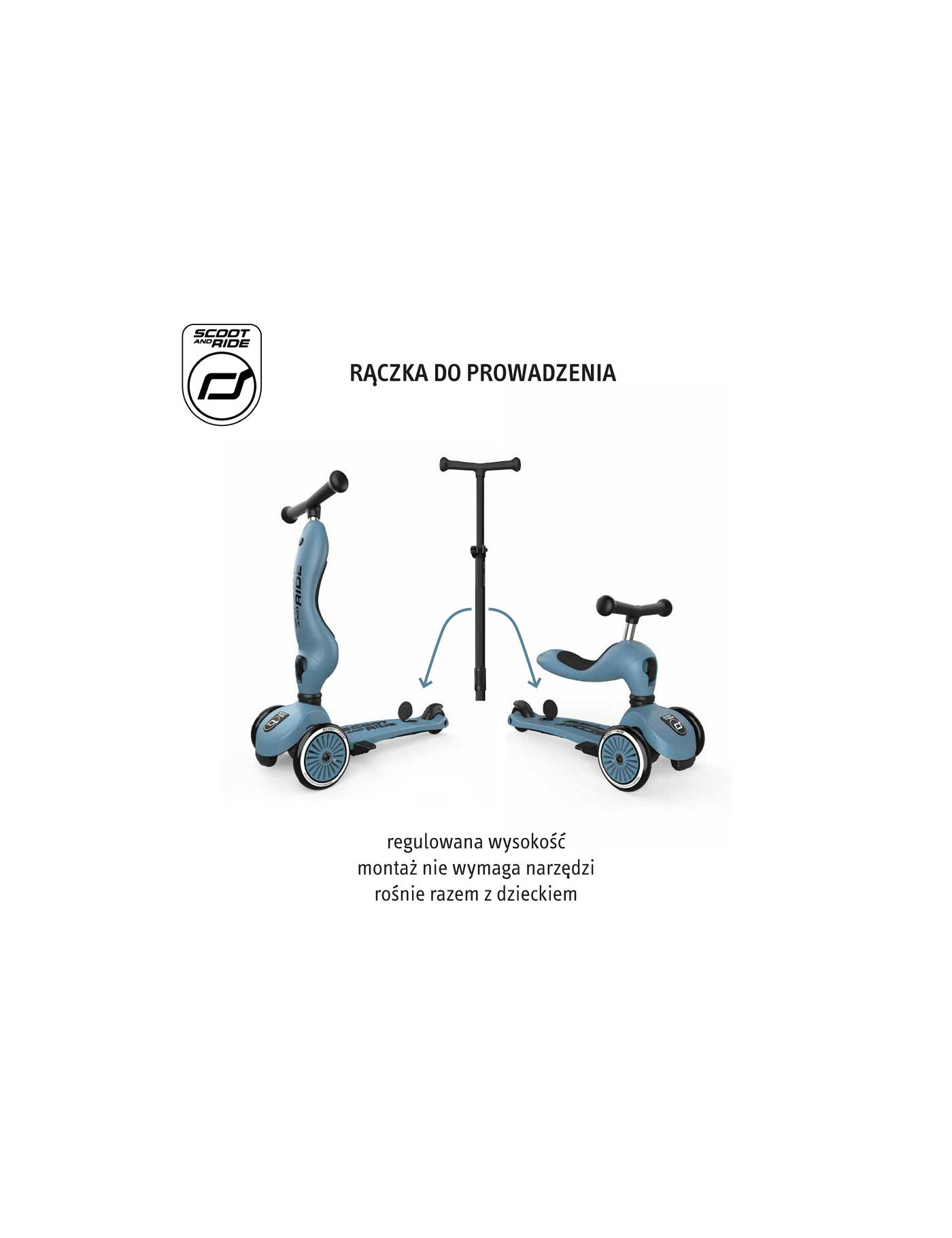 SCOOTANDRIDE Highwaykick 1 Push and Go 2w1 Jeździk i hulajnoga 1-5 lat Steel