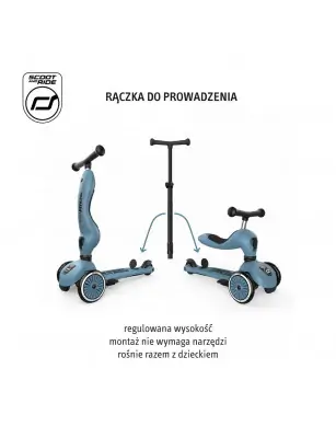 SCOOTANDRIDE Highwaykick 1 Push and Go 2w1 Jeździk i hulajnoga 1-5 lat Steel