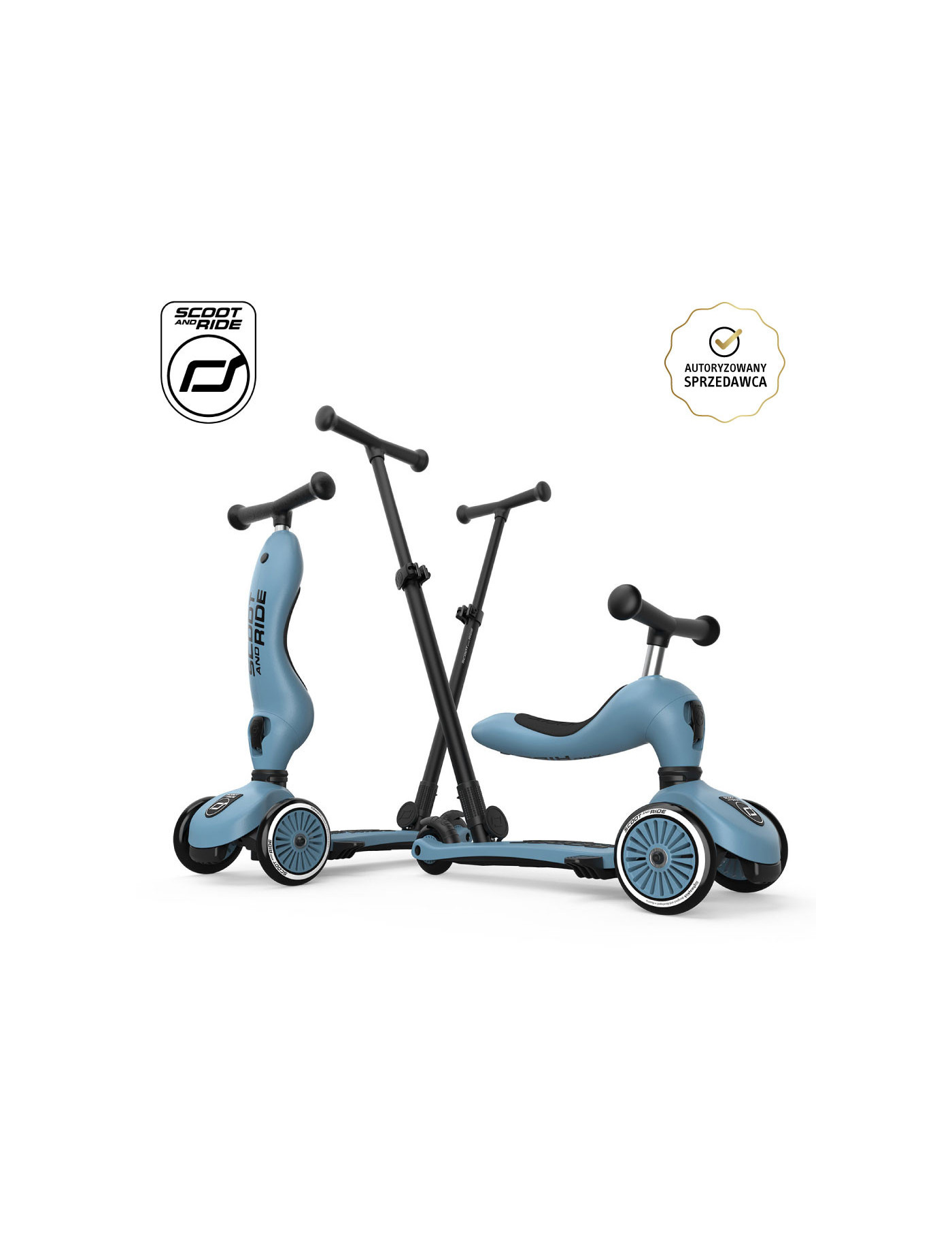 SCOOTANDRIDE Highwaykick 1 Push and Go 2w1 Jeździk i hulajnoga 1-5 lat Steel