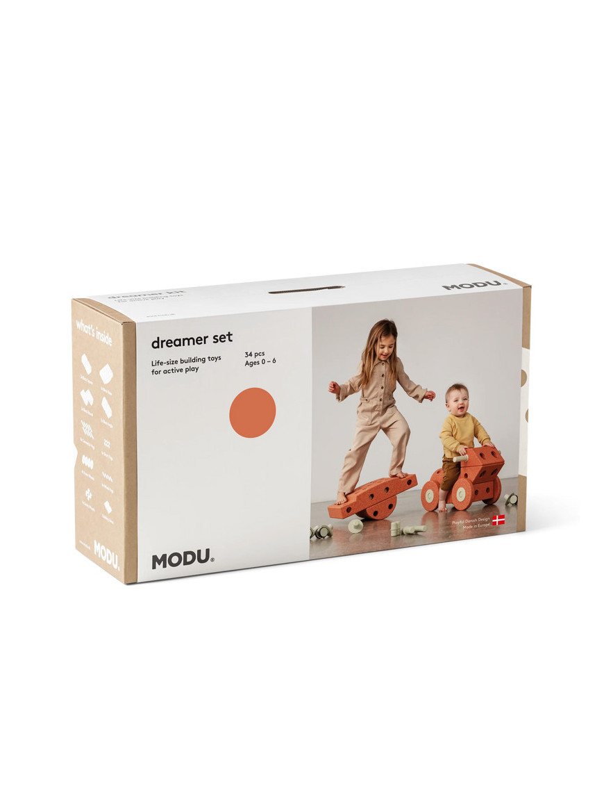 MODU Dreamer set – Kreatywne klocki rozwijające motorykę dużą, pomarańczowy + torba GRATIS!