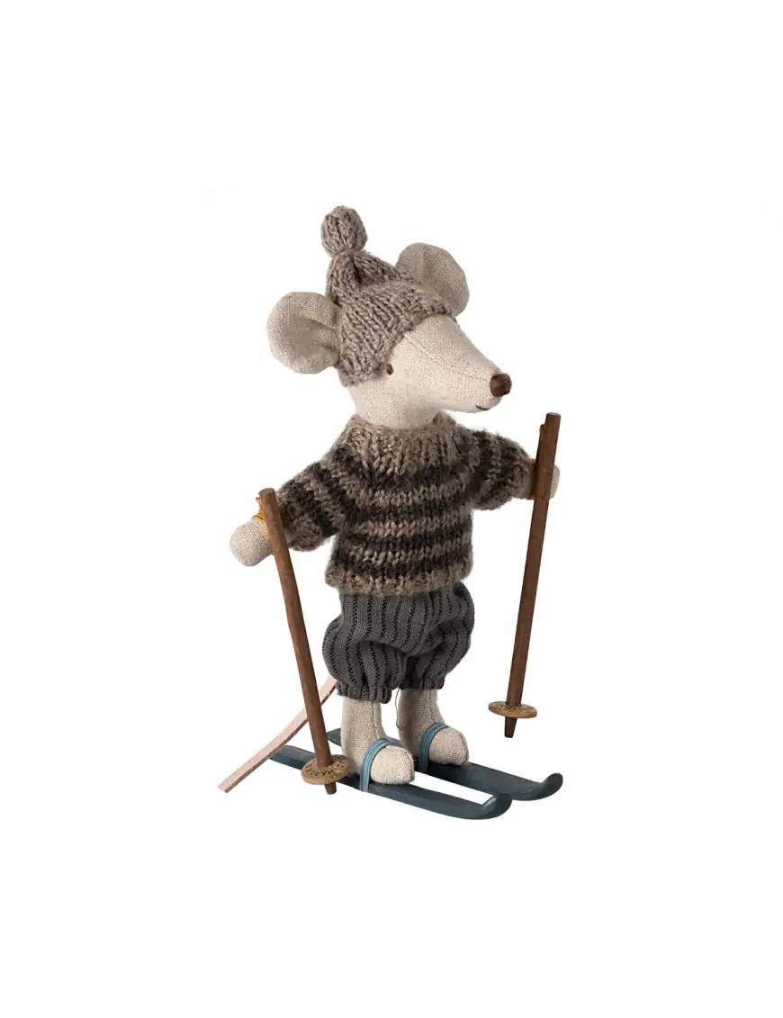 Myszka Maileg na nartach Brat Winter mouse Big Brother - Blue