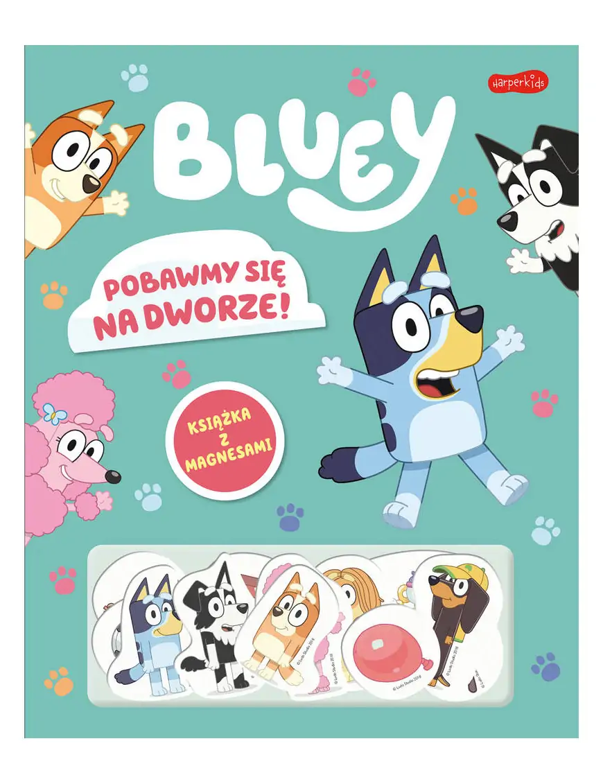 Pobawmy się na dworze! Bluey. Książka z magnesami