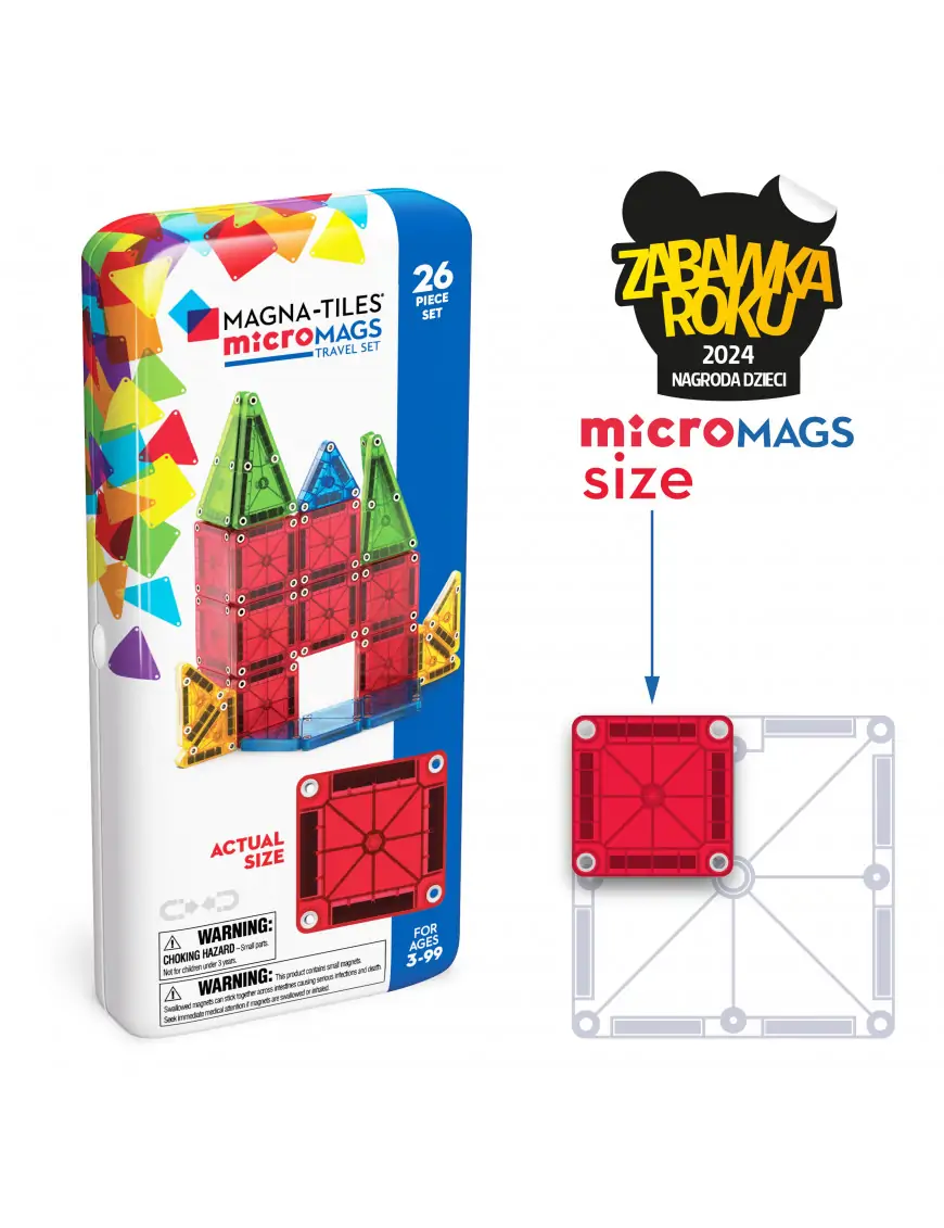 MAGNA-TILES® Klocki Magnetyczne Travel microMAGS 26 el.