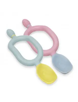 Dwuetapowa łyżeczka, 2-pak, 6 miesięcy+ Pink. BiBaDo