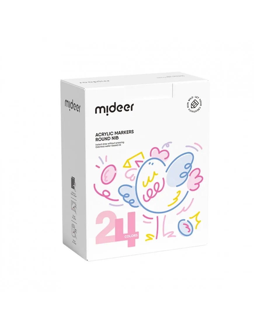 mideer Markery akrylowe z okrągłą końcówką (24 kolory)