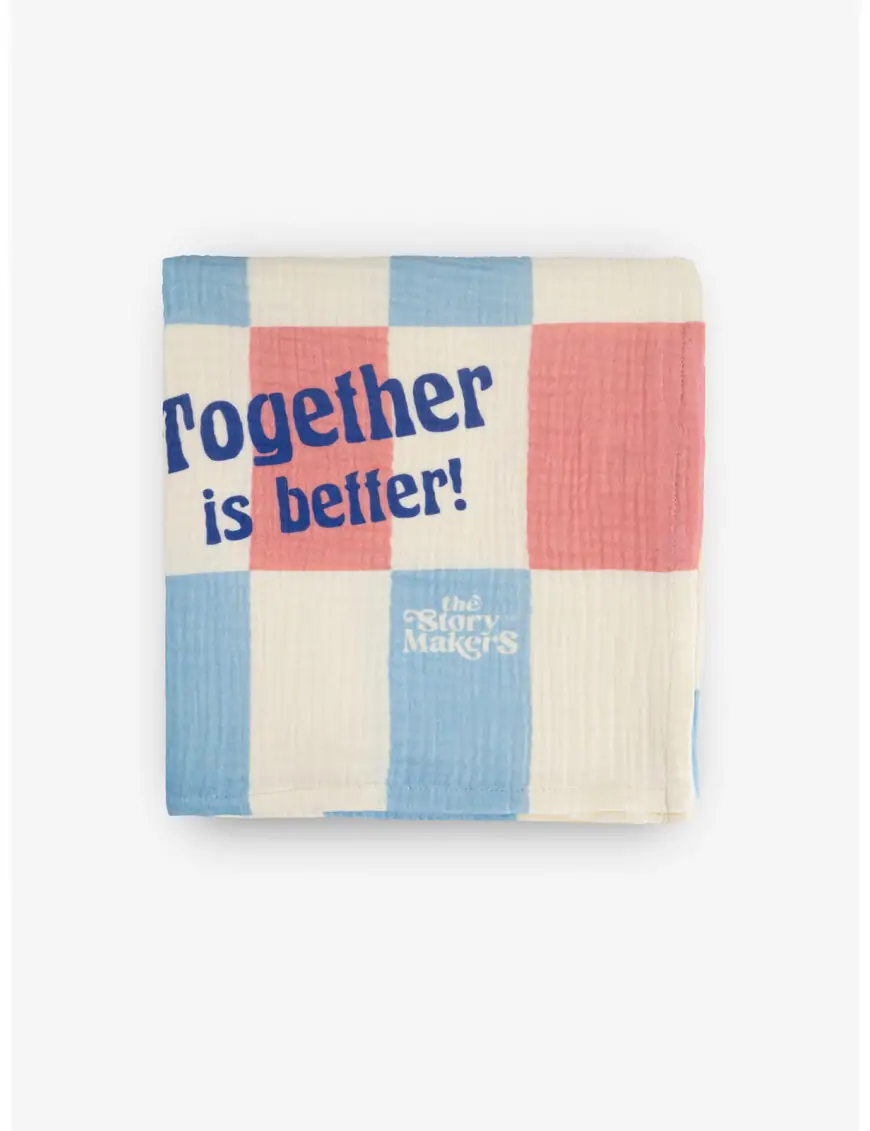 Mięsisty otulacz z organicznego muślinu Together is better! 120 cm x 130 cm The Story Makers