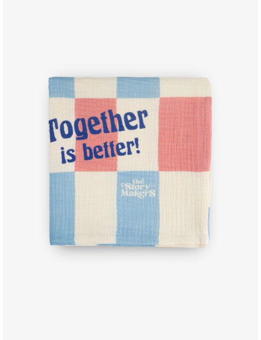 Mięsisty otulacz z organicznego muślinu Together is better! 120 cm x 130 cm The Story Makers