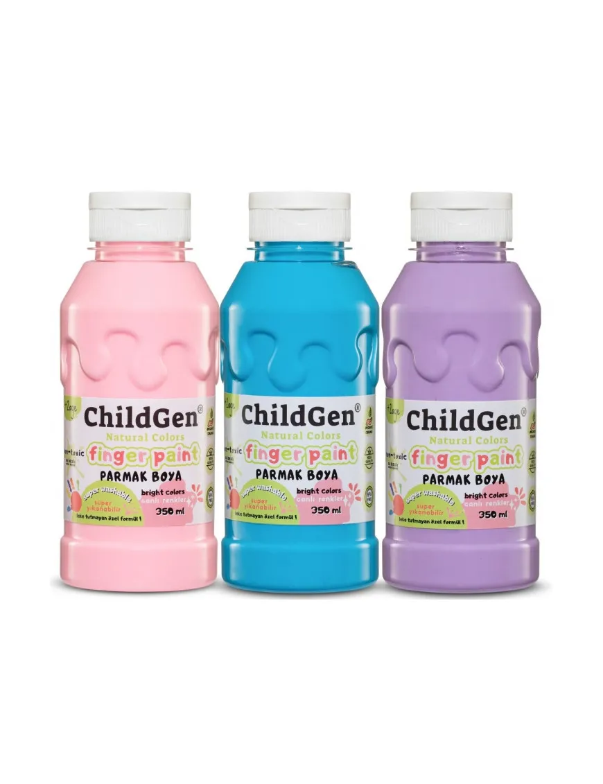 Łatwo zmywalne farby w butelce do malowania palcami (3X350ml) ChildGen